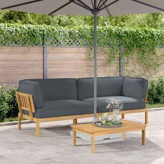 vidaXL Juego De Sof&aacute; 2 Uds. Antracita Madera De Acacia S&oacute;lida Vidaxl