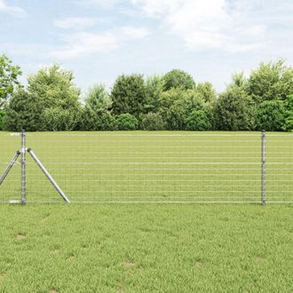Berkfield Home Euro Fence with 13 Posts 0.8x25 m Galvanised Steel in Silver