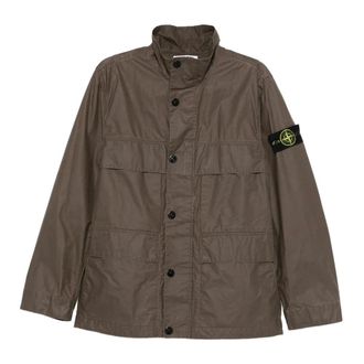 Stone Island Light Jackets, male, Brown, Size: L Waxed Field Jacket
