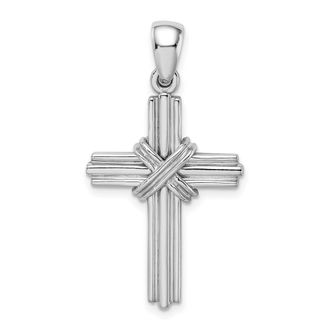 Diamond2Deal 14k White Gold -X- Center Passion Cross Pendant