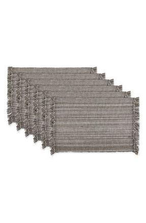 Design Imports Variegated Fringe Set of 6 Placemats in Gray at Nordstrom Rack