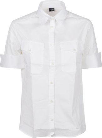 Fay Short Sleeve Structured White Cotton Shirt