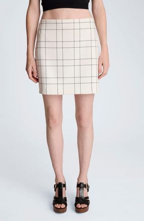 Kenneth Cole Windowpane Plaid Miniskirt in Feather White/Black at Nordstrom, Size 14