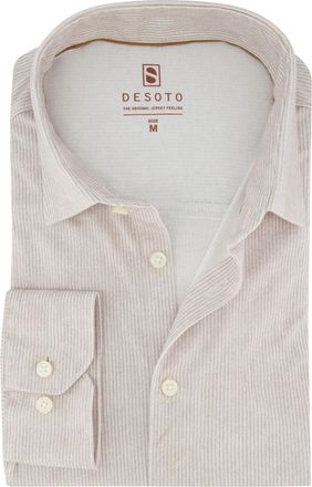 DeSoto Beige gestreept Jersey Desoto overhemd