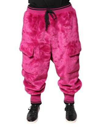 Dolce & Gabbana Mens Pink Acrylic Cargo Jogging Sweatpants Pants Polyester