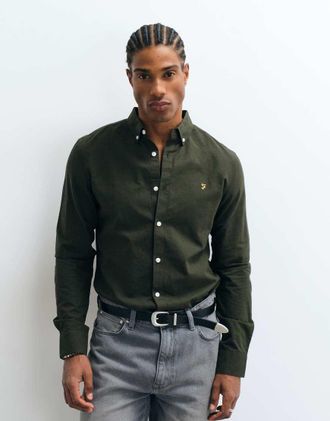 Farah camicia a maniche lunghe con logo verde