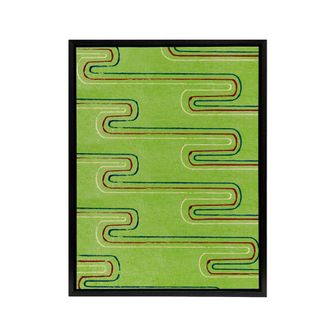 Artery8 Green Red Line Textile Pattern Framed Canvas Wall Art Print Furuya Korin | Size: W24 x H32