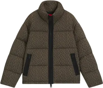 HUGO BOSS cable-knit padded jacket - Brown
