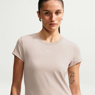 Nike Womens Nike Sportswear Chill Knit T-Shirt in Brown | FV5508-236