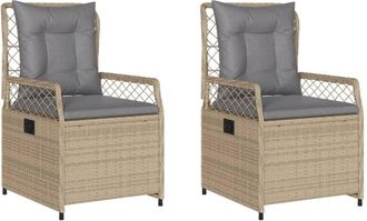 vidaXL Sillones reclinables de jardín 2 uds ratán sintético beige vidaXL