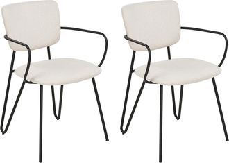 Beliani Beliani - Conjunto De 2 Sillas Blanco Crema Negro Poli&eacute;ster Respaldo Curvo Sin Reposabrazos Elko