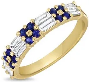 Bony Levy 18K Gold El Mar Gemstone & Diamond Stackable Ring in 18Kyg/diamond/sapphire at Nordstrom, Size 8.5