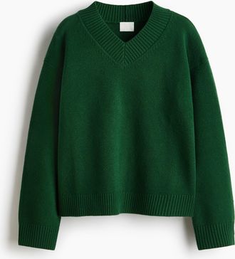 H&M Pullover mit V-Ausschnitt - Green