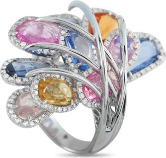Luxury Bazaar 18K White Gold 1.65ct Diamond and Sapphire Ring MF41-122325