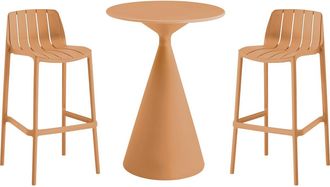 Habitat et Jardin Mesa Y Sillas Altas De Bar Apilables <> - 2 Plazas - Naranja