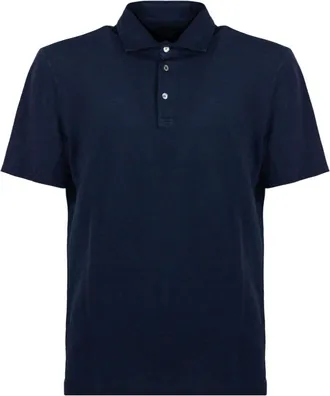 Fedeli Polo Shirts, male, Blue, Size: 3XL Cotton Piquet Polo