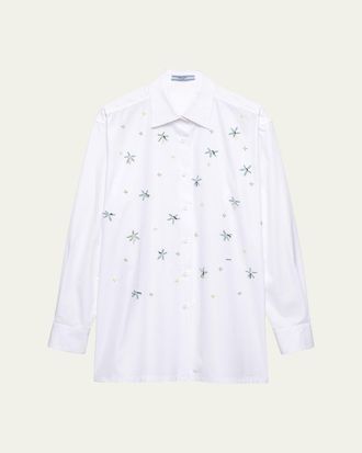 Prada Embellished Cotton Button-Down Shirt