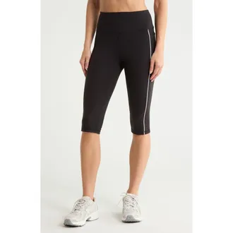 Zella Perform High Waist Piped Capri Leggings in Black at Nordstrom Rack, Size X-Large