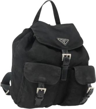 Prada Pre-owned Backpacks, female, Black, Size: ONE SIZE Pre-owned Vintage Nylon Backpack
