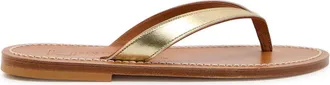 K.Jacques Torino Metallic Leather Flip Flops - Gold - 37 (IT37 / UK4)