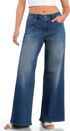 HINT OF BLU Myra Mid Rise Wide Leg Jeans in Ace Blue at Nordstrom, Size 25