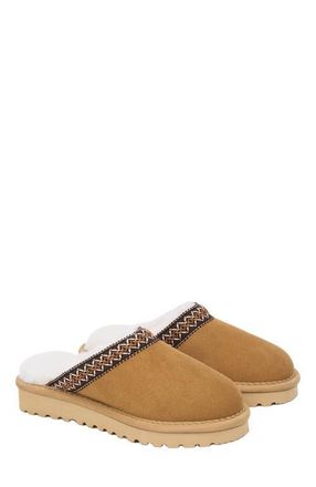 Celtic & Co. Braid Trim Shearling Slippers in Spice at Nordstrom, Size 11