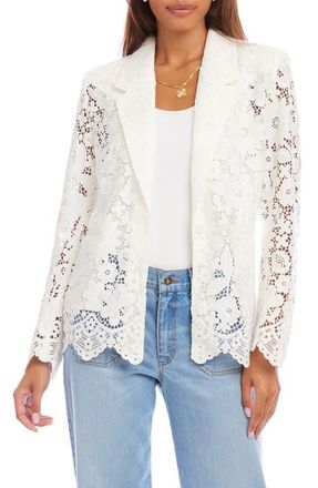 Karen Kane Scallop Trim Lace Blazer in Off White at Nordstrom, Size X-Large P