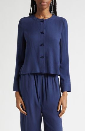 Emporio Armani Micro Leopard Spot Jacquard Top in Navy at Nordstrom, Size 12 Us