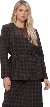 Object Objsoley Re Tie Blazer - Dames - Blazers - Bruin - XL - Leer - Jassen