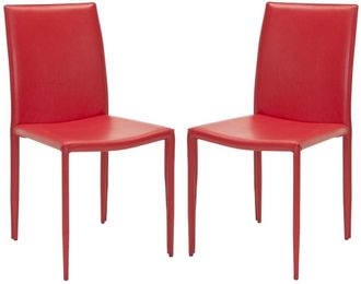 Safavieh Set de 2 sillas de comedor en hierro/contrachapado rojo