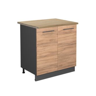 Vicco Armario Bajo Para Fregadero Fame-line, Roble Dorado, 80 Cm Con Estante, Et Roble