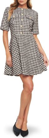 Flying Tomato Short Sleeve Tweed Minidress in Ivory Brown at Nordstrom Rack, Size Medium