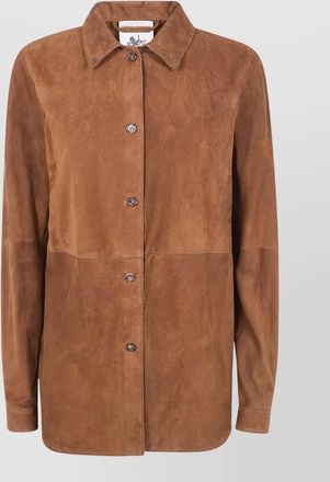 Semicouture suede texture shirt long sleeves collar