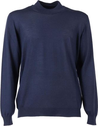 Fedeli Round-neck Knitwear, male, Blue, Size: XL Round-neck Knitwear