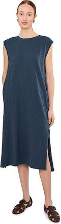 Mod-o-doc Cap Sleeve Column Dress with Side Slits Womens Dress Sailor Blue : LG (US 12-14), Cotton
