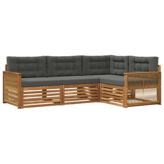vidaXL Conjunto De Sof&aacute;s De Exterior 4 Pcs Natural Y Antracita Vidaxl