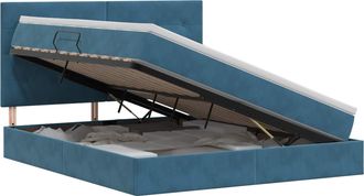 vidaXL Cama Con Almacenamiento Y Colch&oacute;n Azul Oscuro 160 X 200 Cm Vidaxl