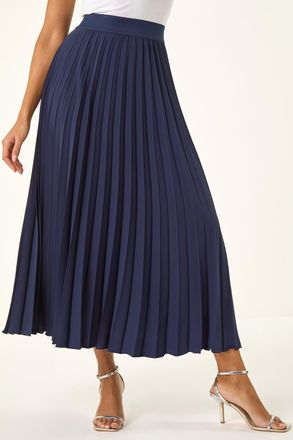Roman Pleated Elastic Waist Maxi Stretch Skirt