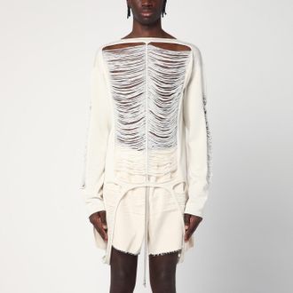 Rick Owens Torn ivory sweater in wool