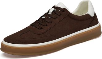 Generic Mens Leather Sneakers Fashion Dress Sneakers Retro Stylish Business Casual Shoes for Men (6.5,Red Brown)