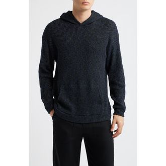 Krost Metallic Speckle Knit Cotton Blend Hoodie in Black at Nordstrom, Size Xx-Large