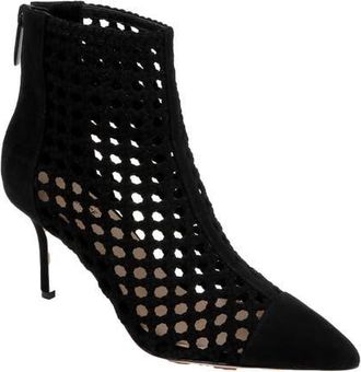 L'agence Josefine Open Weave Bootie in Black Suede at Nordstrom, Size 10