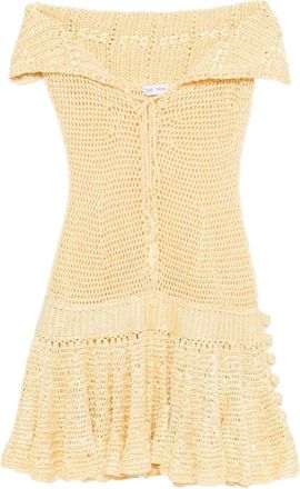 Judy Turner Danae off-shoulder crochet mini dress - Yellow