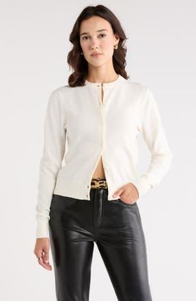 Nordstrom Rack Crewneck Cardigan in Ivory Tofu at Nordstrom Rack, Size Small