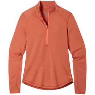 Stio Womens BasisPeak Wool Midweight Half-Zip Base Layer Top Red XL