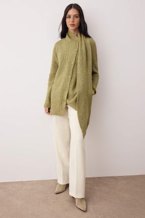 Trendyol Modest Dames Groen Effen Lang Oversized Modest Vesten