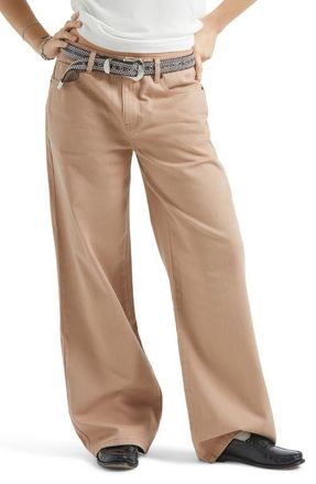 Brixton The Chloe Embroidered Pocket Wide Leg Jeans in Washed Timeless Taupe at Nordstrom, Size 26