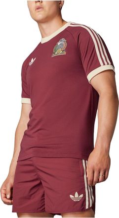 adidas Mexico Adicolor 3-Stripes Football T-Shirt Asia Sizing Burgundy IU2177