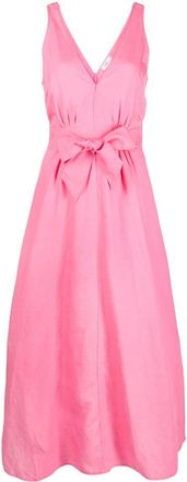 Closed belted-waist sleeveless dress - women - Linen/Flax/Lyocell - L - Pink