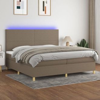 vidaXL Vidaxl - Cama Box Spring Colch&oacute;n Y Luces Led Tela Gris Taupe 200x200 Cm